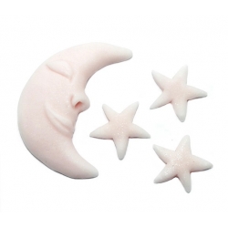 Figurka cukrowa księżyc z gwiazdkami różowy